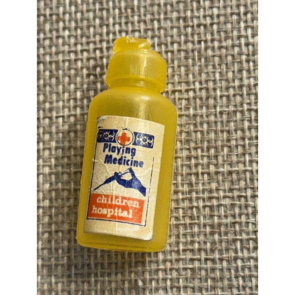 Vintage‎ Miniature "Playing Medicine" Toy Bottle - Hong Kong Plastic